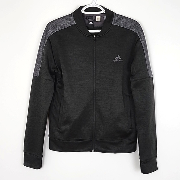 Adidas Climawarm Bomber Jacket  Running Athletic Black Grey Breathable Size M - Picture 1 of 15